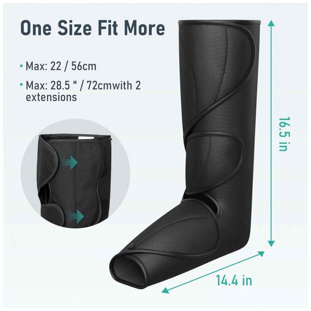 Encontraproduto.com.br - Massageador Elétrico de Compressão para Pernas e Pés com 3 Modos e 3 Intensidades, Bivolt, QUINEAR QN 021A, Cinza
