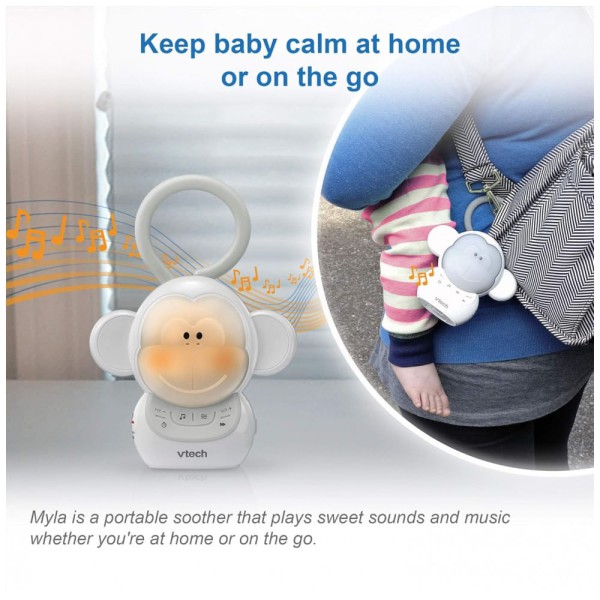 Encontraproduto.com.br - Máquina de Som Ruído para Bebês Recém Nascidos com Luzes, Macaco, VTECH BC8211, Branco