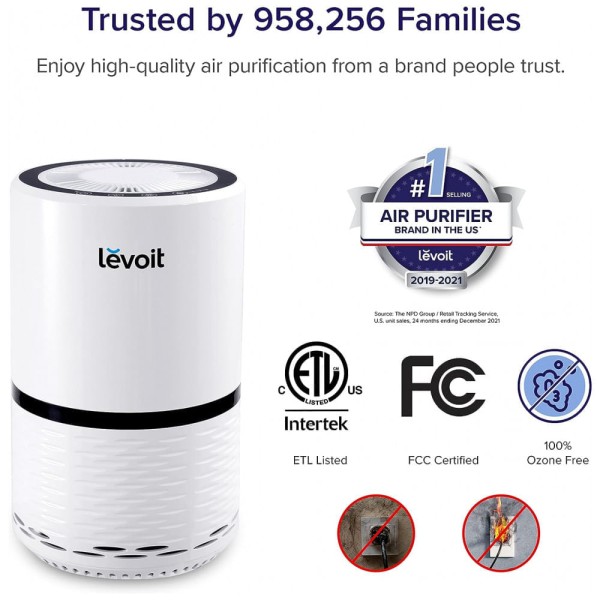 Encontraproduto.com.br - Purificador de Ar com Filtro HEPA, Área até 12 m2, LEVOIT LV H132, Branco