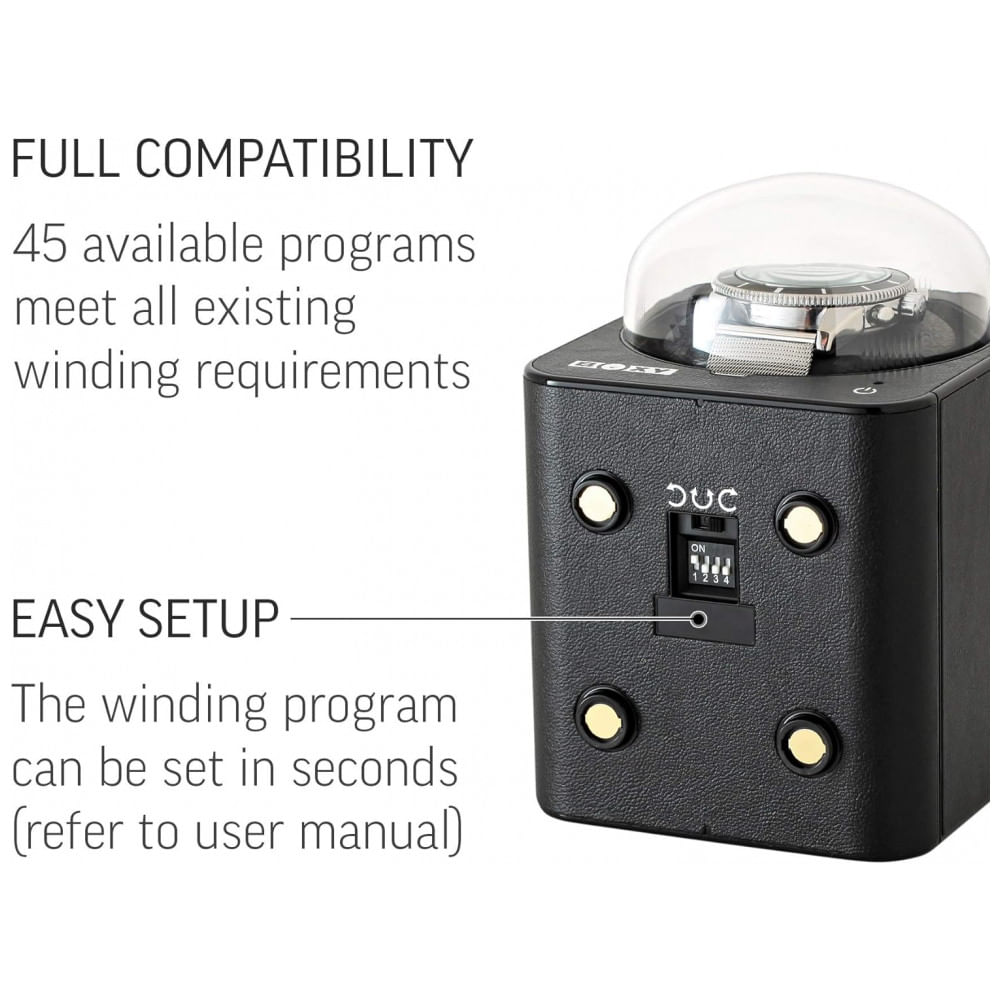 Encontraproduto.com.br - Caixa, Estojo Rotativo Automático para Relógios, 1 Lugar, ABEST BOXY Fancy Brick, Preto