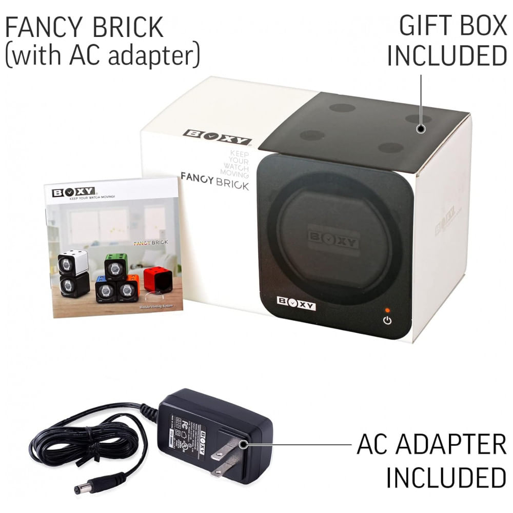 Encontraproduto.com.br - Caixa, Estojo Rotativo Automático para Relógios, 1 Lugar, ABEST BOXY Fancy Brick, Preto