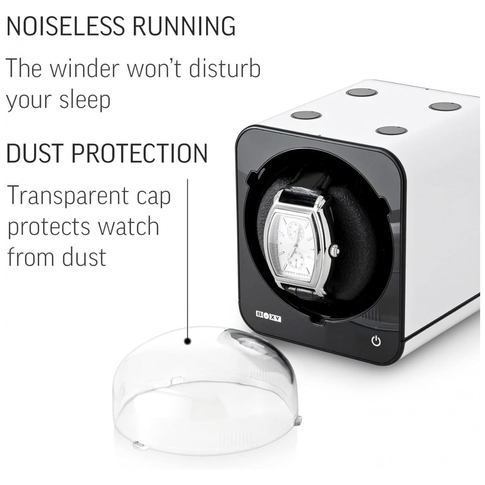 Encontraproduto.com.br - Caixa, Estojo Rotativo Automático para Relógios, 1 Lugar, ABEST BOXY Fancy Brick, Branco