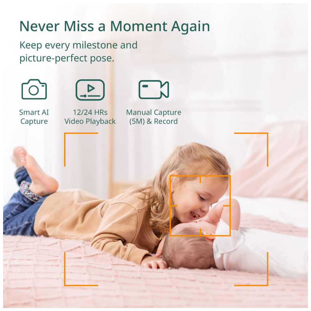 Encontraproduto.com.br - Babá Eletrônica Monitor com Câmera Full HD Compativel com Alexa com Detecção de Choro, Movimento e Temperatura, PIXSEE SC PIXM01, Verde