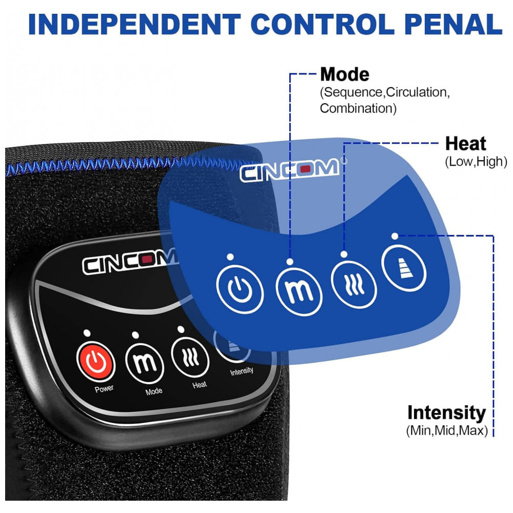 Encontraproduto.com.br - Massageador Elétrico de Compressão para Joelhos com 2 Modos e 3 Intensidades, Bivolt, CINCOM, Preto