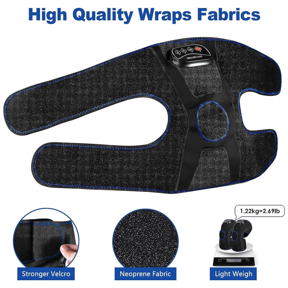 Encontraproduto.com.br - Massageador Elétrico de Compressão para Joelhos com 2 Modos e 3 Intensidades, Bivolt, CINCOM, Preto