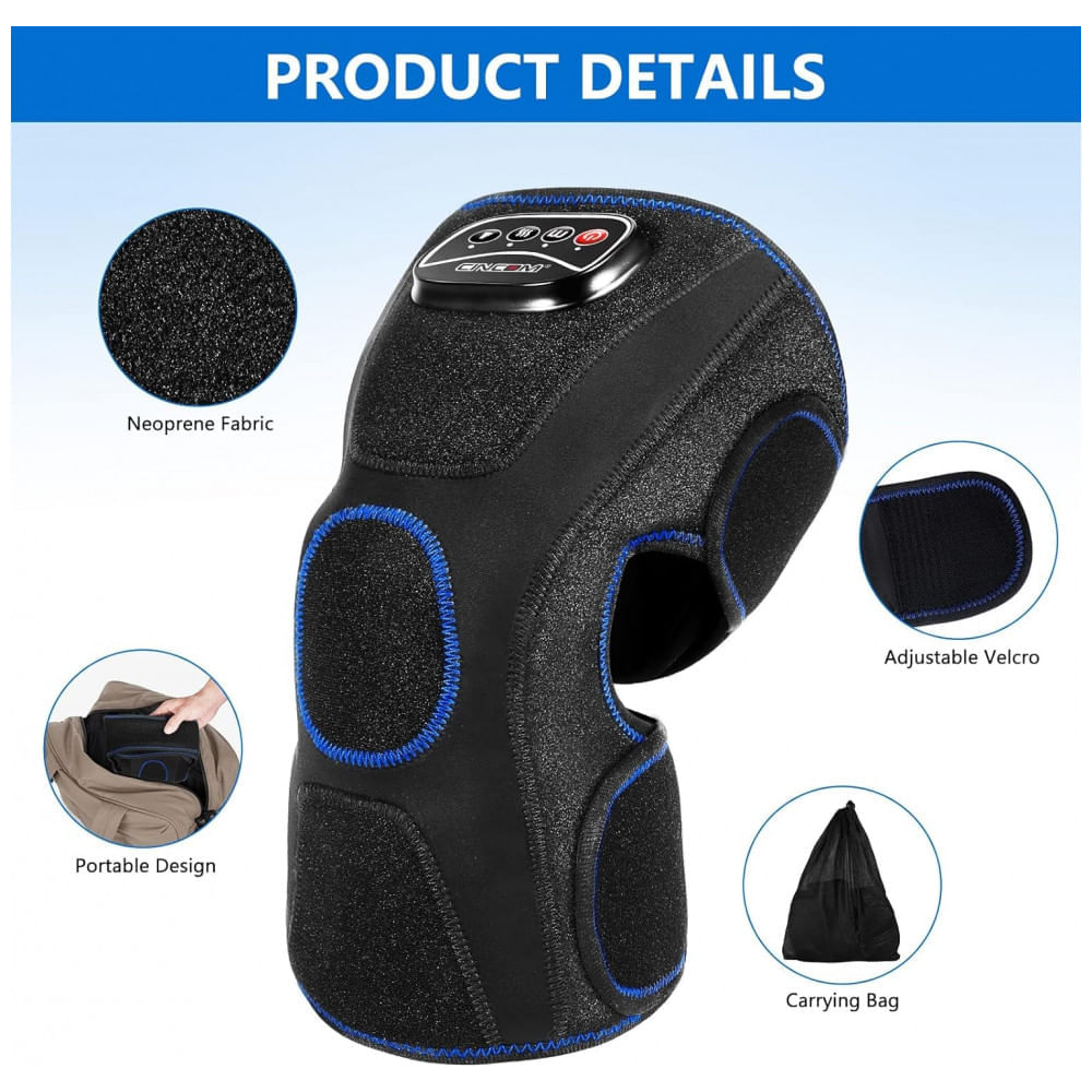 Encontraproduto.com.br - Massageador Elétrico de Compressão para Joelhos com 3 Modos e 3 Intensidades, Bivolt, CINCOM WE 066S, Preto
