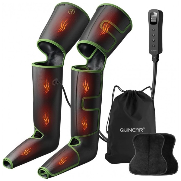 Encontraproduto.com.br - Massageador Elétrico de Compressão para Coxas, Pernas e Pés com 3 Modos e 3 Intensidades, Bivolt, QUINEAR QN 072A, Preto