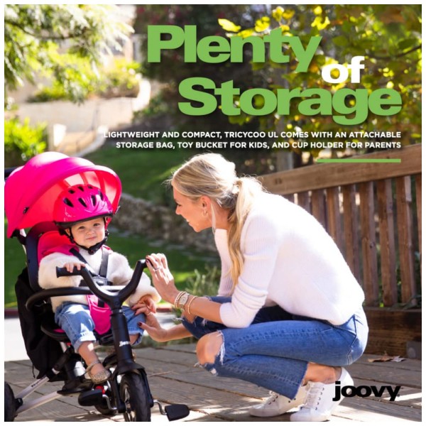 Encontraproduto.com.br - Triciclo Infantil para Passeio com Assento Ajustável 8 Estágios, Idade Recomendada 6 Meses a 5 Anos, JOOVY 1109, Preto