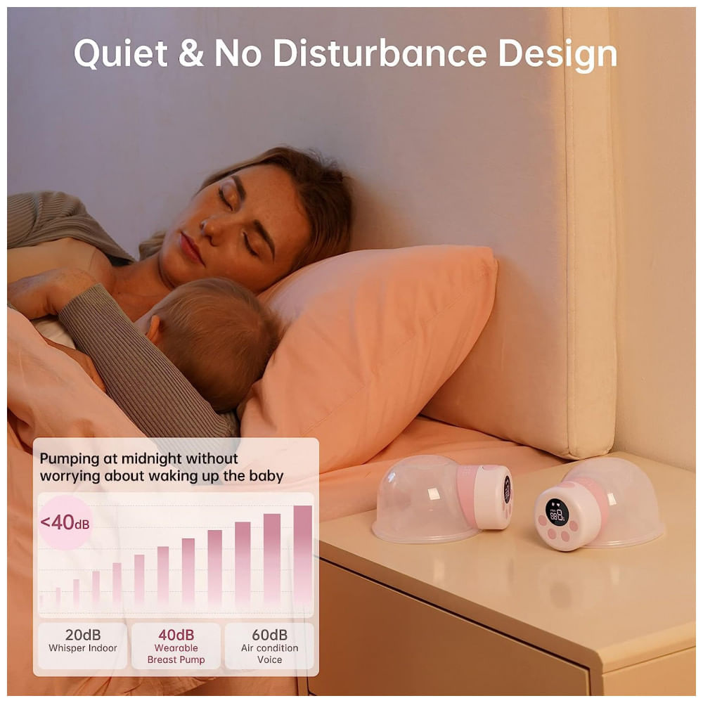 Encontraproduto.com.br - TSRETE Bomba Tira Leite Dupla Portátil com Painel Digital 2 Modos, 9 Níveis de Sucção e , Rosa