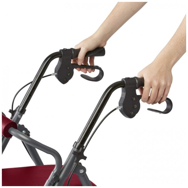 Encontraproduto.com.br - Andador Adulto Idoso com Apoio de Braço, Assento Acolchoado e Cesto, Suporta até 136 Quilos, Vermellha, MEDLINE MDS86850ESAR, Vermelho