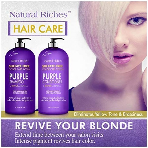 Encontraproduto.com.br - Shampoo e Condicionador 473 ml para Cabelos Loiros e Platinados Remove tons de, NATURAL RICHES, Violeta