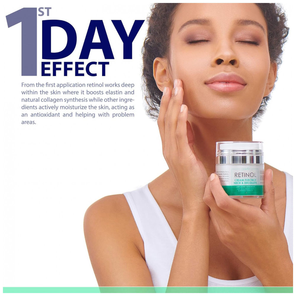 Encontraproduto.com.br - Creme Facial Anti Idade Dia e Noite com Ácido Hialurônico para Homens e Mulheres, 50 ml, CLEARLET CLRC01, Verde