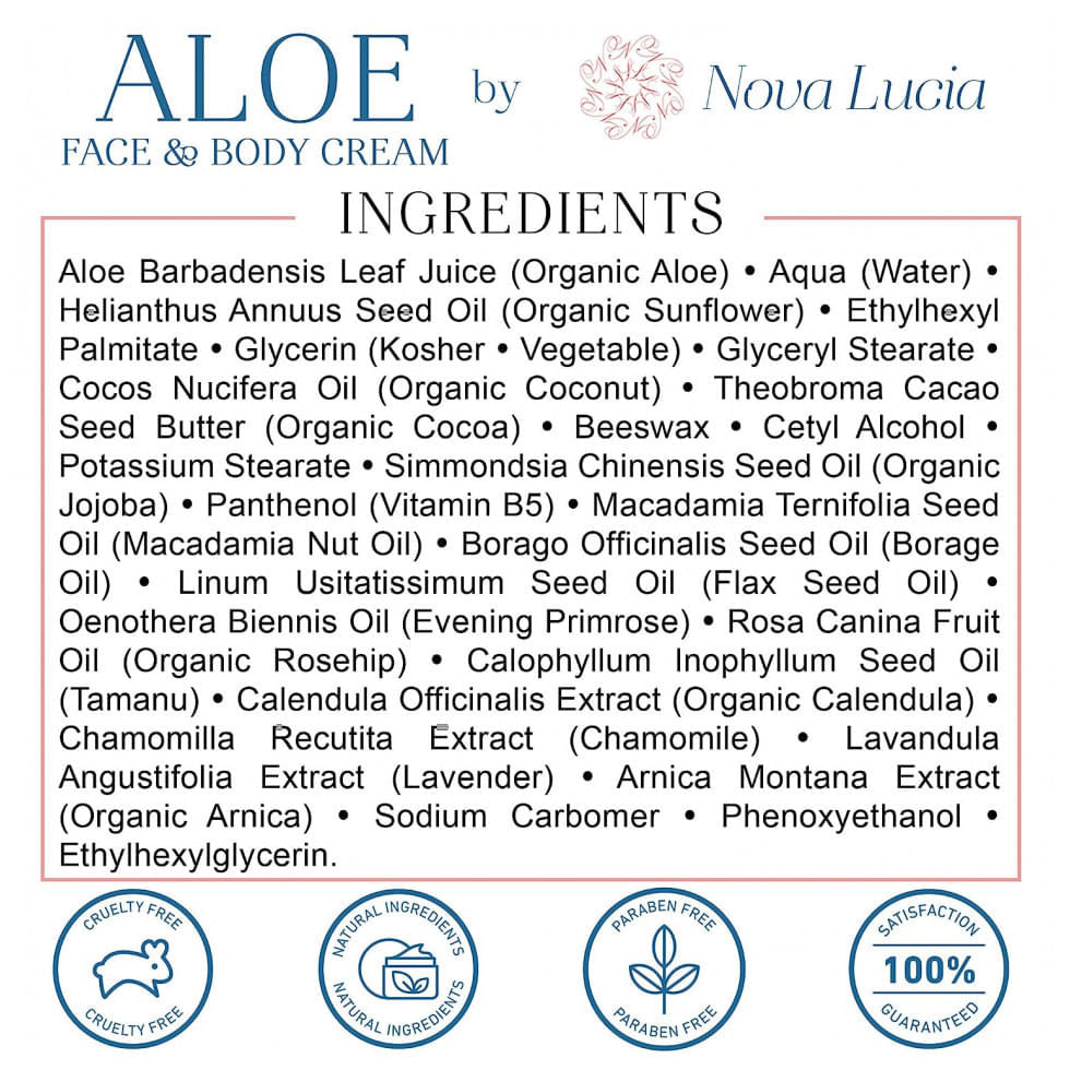 Encontraproduto.com.br - Anti Idade com Aloe e Vera para Corpo e Rosto, 237g, NOVA LUCIA, Branco