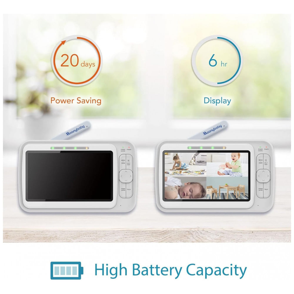 Babá Eletrônica Moonybaby com Monitor HD 720p, Áudio Bidirecional e Canções de Ninar