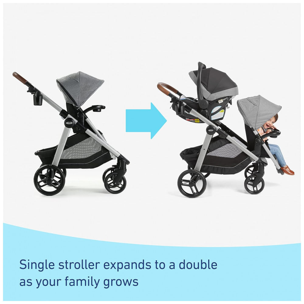 Encontraproduto.com.br - Carrinho de Bebê com Cadeira para Carro Graco Mode Nest2GroW, Cinza