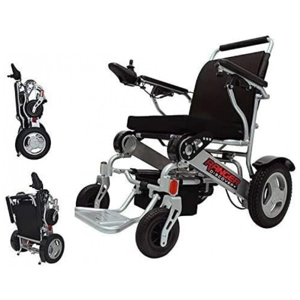 Cadeira de Rodas Elétrica Dobrável Reclinável para Adultos de até 180 kg, Porto Mobility, Prata