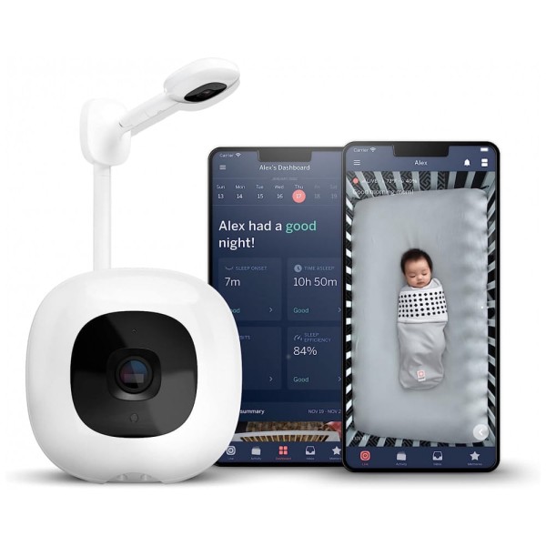 Encontraproduto.com.br - Baba Eletrônica com Monitor HD 1080p e Visão Noturna, Nanit Pro, Branca