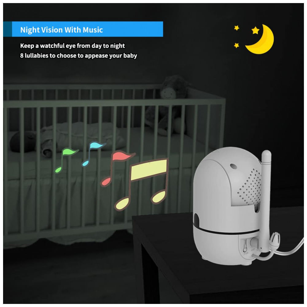 Encontraproduto.com.br - Baba Eletrônica com Visão Noturna e Áudio, HelloBaby HB65501, Branca