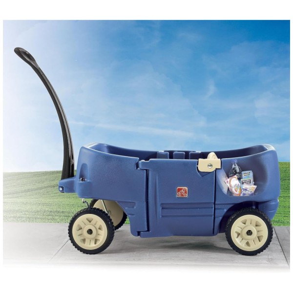 Encontraproduto.com.br - Carrinho de Passeio para 2 Crianças Multifuncional com Porta Objetos, até 90 kg, Step2, Azul
