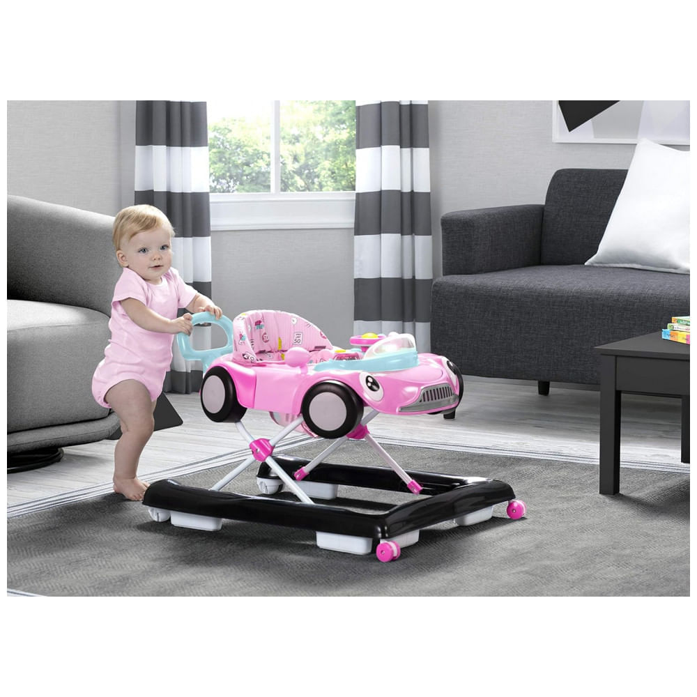 Encontraproduto.com.br - Andador Infantil 2 em 1 com Atividades e Assento Ajustável para até 11 kg, Delta Children, Rosa