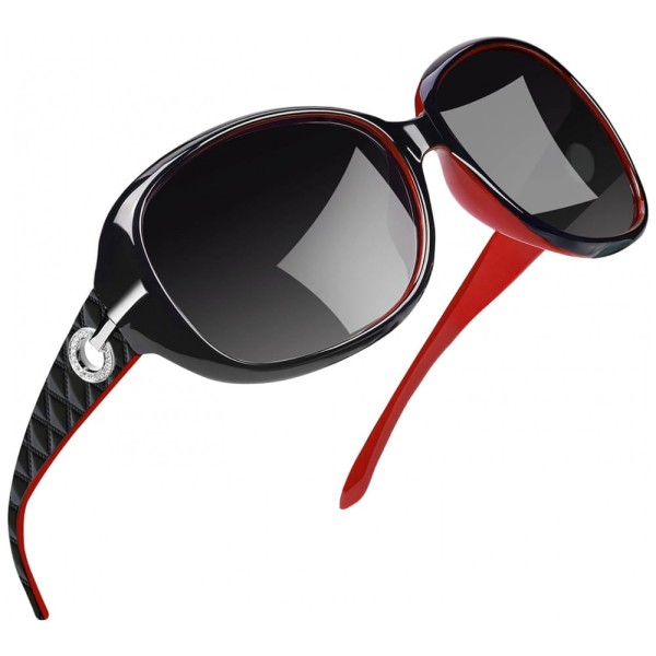 Encontraproduto.com.br - Óculos de Sol Feminino com Proteção UV, Joopin A03, Vermelho e Preto