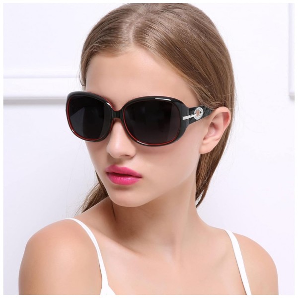 Encontraproduto.com.br - Óculos de Sol Feminino com Proteção UV, Joopin A03, Vermelho e Preto