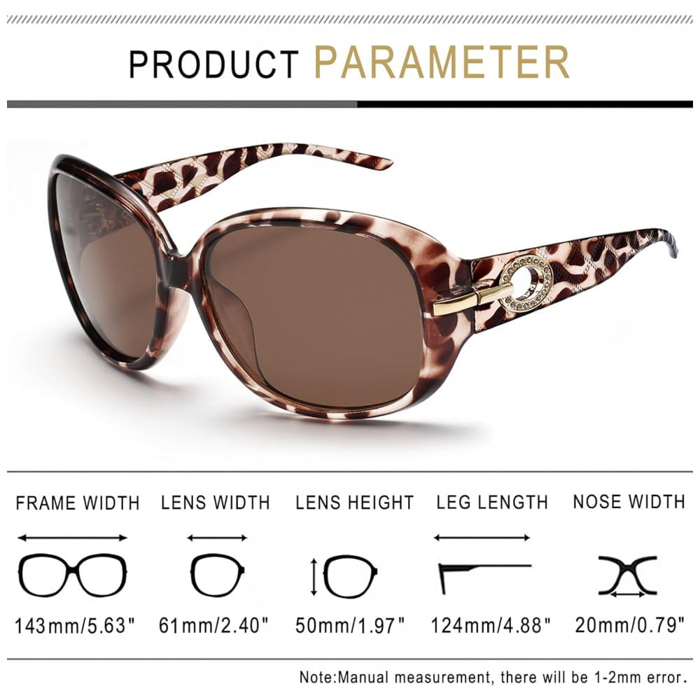 Encontraproduto.com.br - Óculos de Sol Feminino com Proteção UV, Joopin A05, Marrom