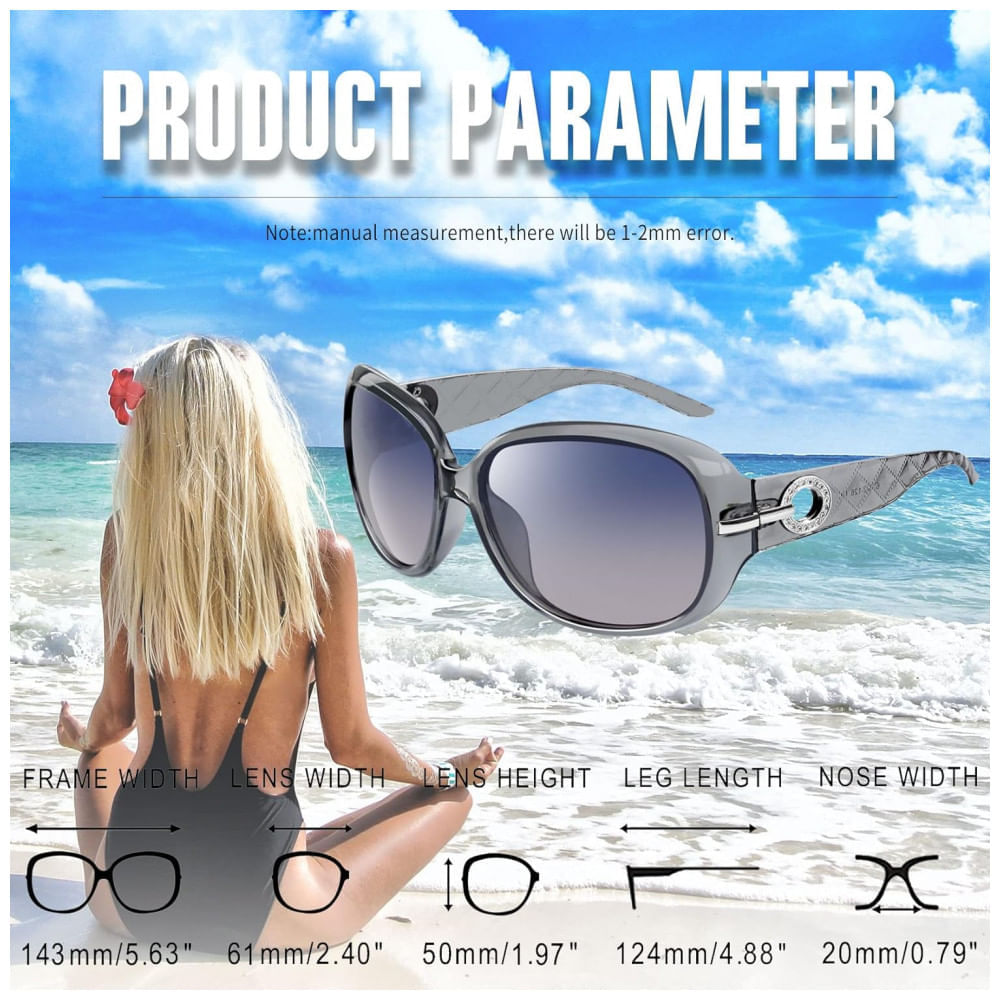 Encontraproduto.com.br - Óculos de Sol Feminino com Proteção UV, Joopin A20, Cinza, Azul e Rosa Gradiente