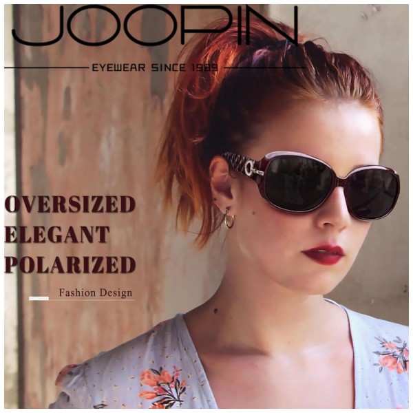 Encontraproduto.com.br - Óculos de Sol Feminino com Proteção UV, Joopin A24, Roxo e Cinza