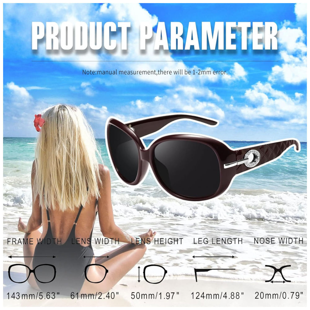 Encontraproduto.com.br - Óculos de Sol Feminino com Proteção UV, Joopin A24, Roxo e Cinza