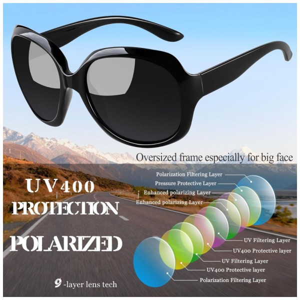 Encontraproduto.com.br - Óculos de Sol Feminino Polarizados com Proteção UV, Joopin D02, 2 Unidades, Preto e Marrom Tartaruga