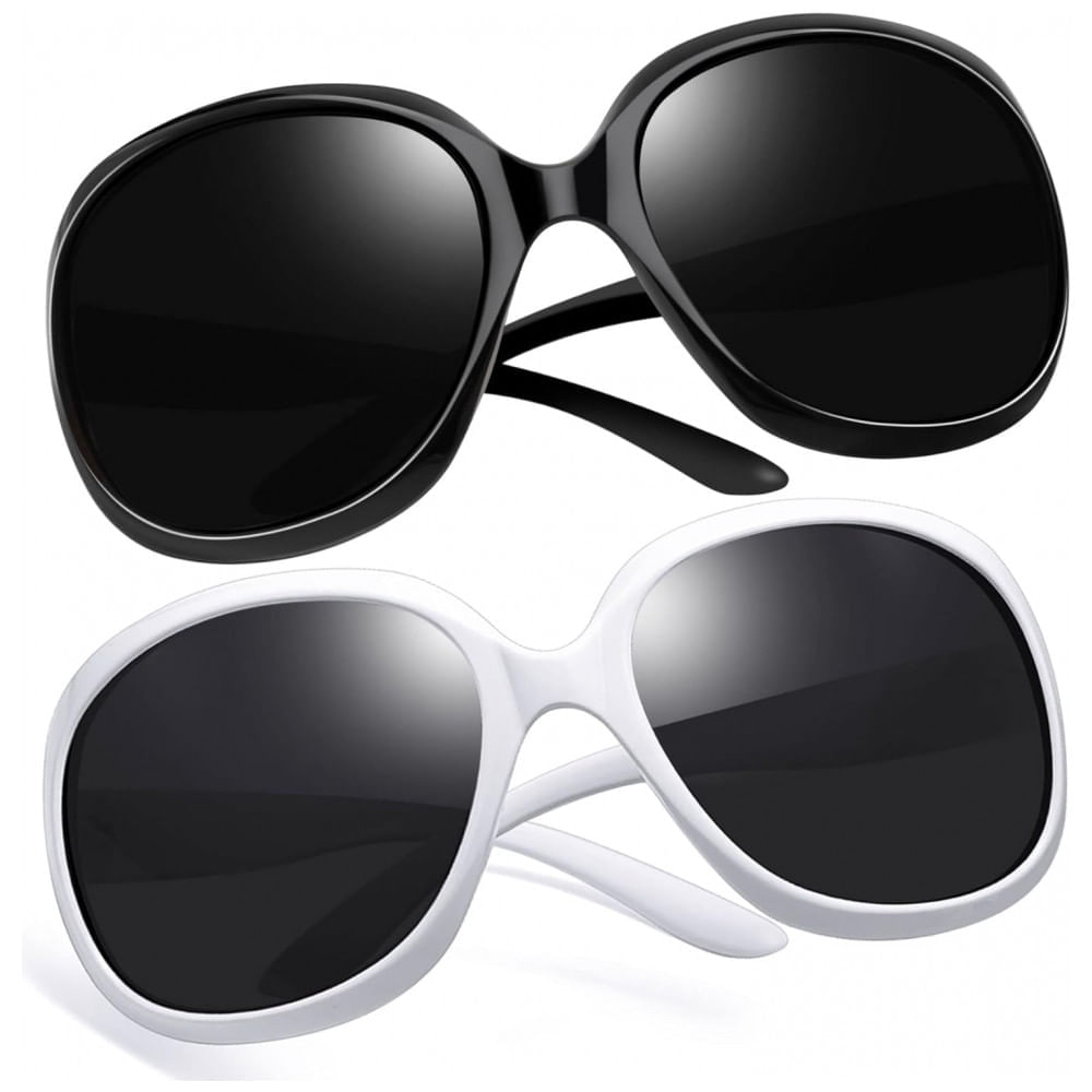 Óculos de Sol Feminino Polarizados com Proteção UV, Joopin D03, 2 Unidades, Preto e Branco Preto