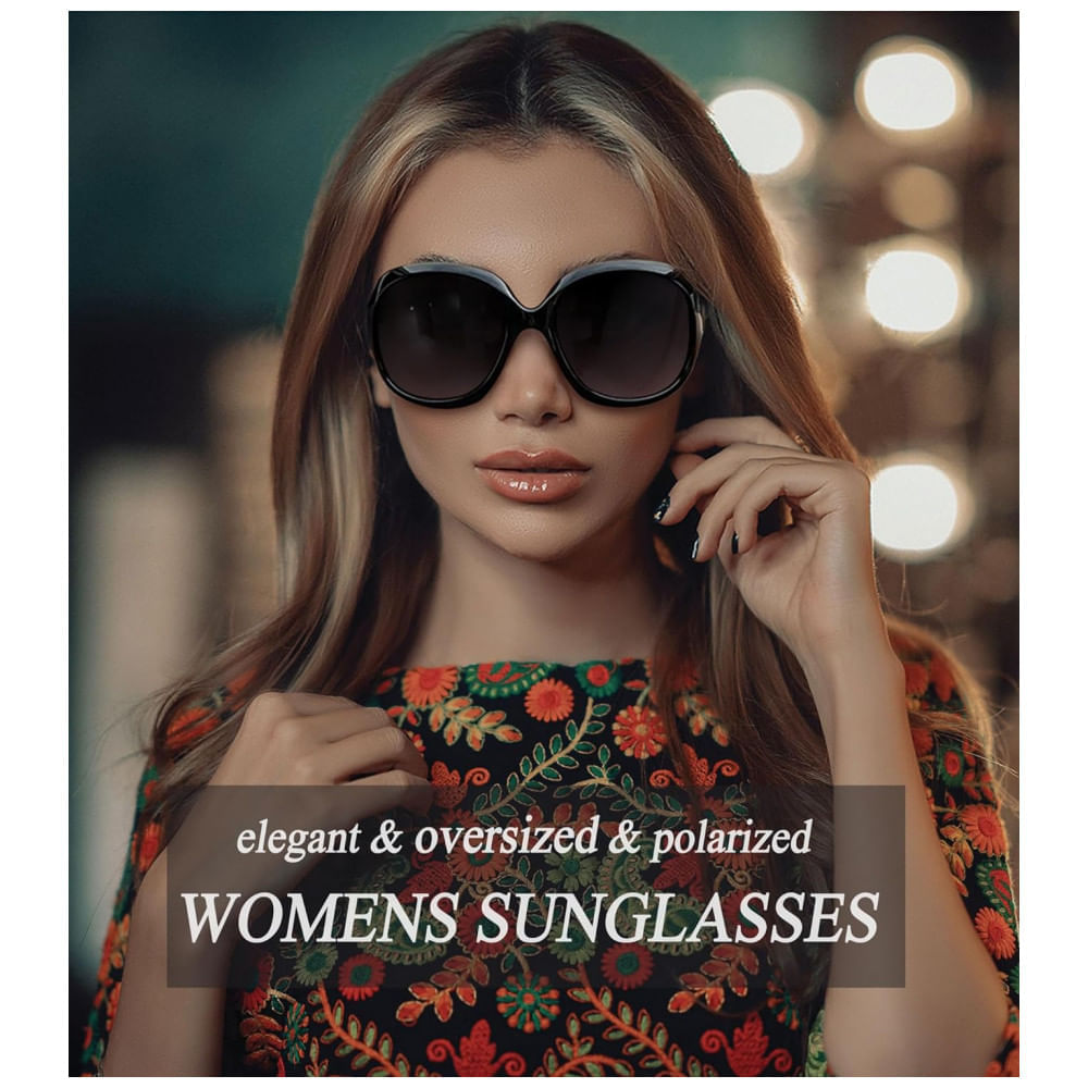 Encontraproduto.com.br - Óculos de Sol Feminino Polarizados com Proteção UV, Joopin D04, 2 Unidades, Preto e Preto Roxo