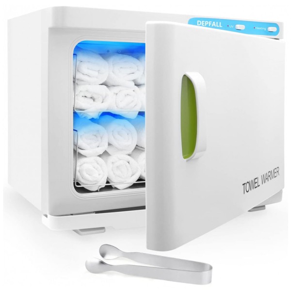 Encontraproduto.com.br - Aquecedor de Toalha Elétrico para Barbearia 23L, 110V, DEPFALL, Branco e Verde