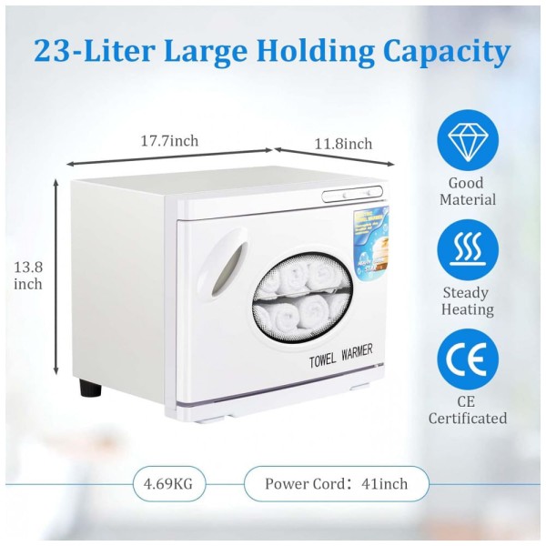 Encontraproduto.com.br - Aquecedor de Toalha Elétrico para Barbearia 23L com Janela Transparente, 110V, JXSDLIY, Branco