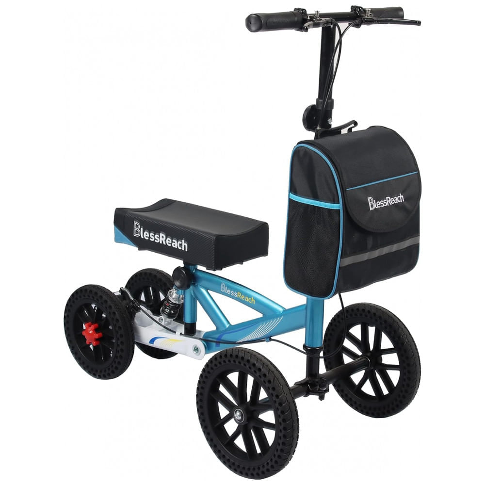 Encontraproduto.com.br - Andador de Joelho Direcionável até 136 kg com Freio a Disco, BlessReach, Azul