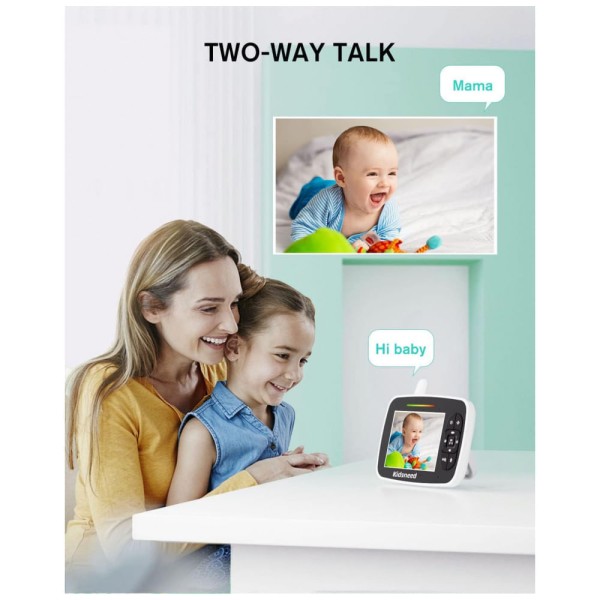 Encontraproduto.com.br - Babá Eletrônica com Câmera, Áudio, Monitor, Zoom Remoto Panorâmico, Kidsneed, Branca