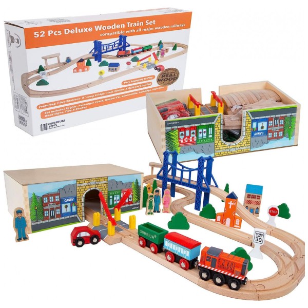 Encontraproduto.com.br - Conjunto de Trenzinho de Brinquedo com Caixa de zenamento e Túnel de Uso Duplo para Crianças, Orbrium, Colorido