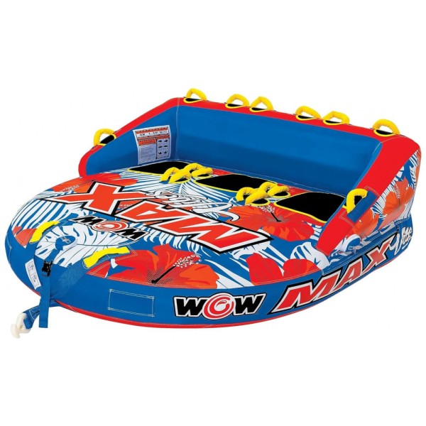 Encontraproduto.com.br - Boia Rebocável para até 3 Pessoas, Wow Sports Max Vibes, Vermelho e Azul