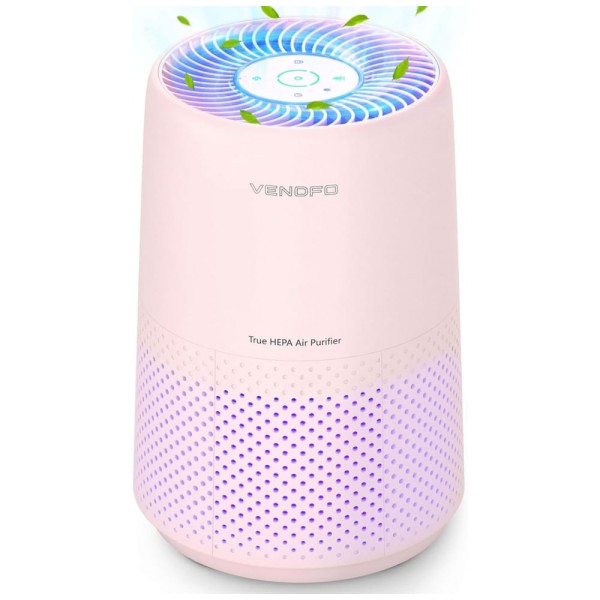 Encontraproduto.com.br - Purificador de Ar para Quarto com Filtro HEPA H13 Silencioso, VENDFO VF10, Rosa