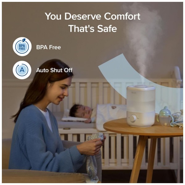 Encontraproduto.com.br - Umidificador de Preenchimento Superior para Quarto 2,5L com Desligamento Automático e Silencioso, LEVOIT, Branco