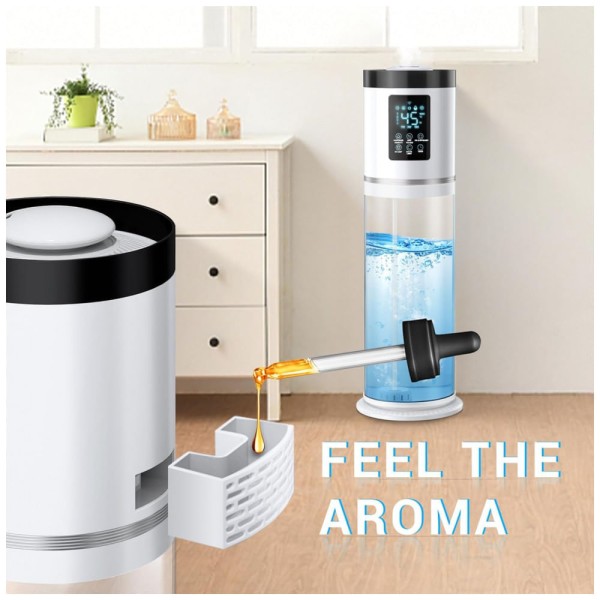 Encontraproduto.com.br - Umidificador para Quarto Grande 8L com Tanque Transparente e Luz Ambiente 7 Cores, Hiswelle, Branco