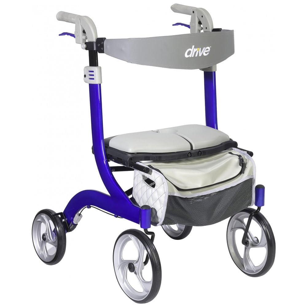 Andador para Idoso Dobrável até 136kg com Freios, Drive Medical RTL10266BLHS, Azul e Cinza
