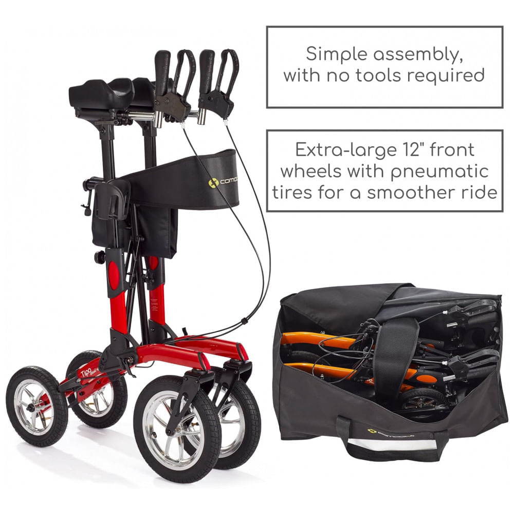 Encontraproduto.com.br - Andador para Idoso Dobrável até 136kg com Assento, Pneus Pneumáticos e Porta Bengala, Comodita, Amarelo