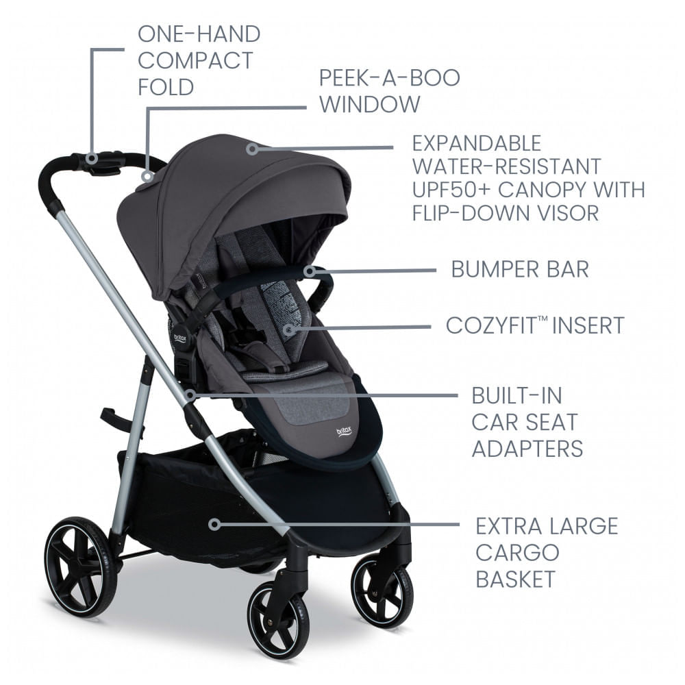 Encontraproduto.com.br - Carrinho modular Britax Grove, pedra Pindot