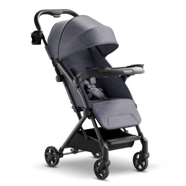 Encontraproduto.com.br - Carrinho de Bebê para Passeio Dobrável Ultracompacto com Assento Reclinável, Porta Copos, Bolsa de Viagem e Capa de Chuva, Mompush Lithe V2, Cinza