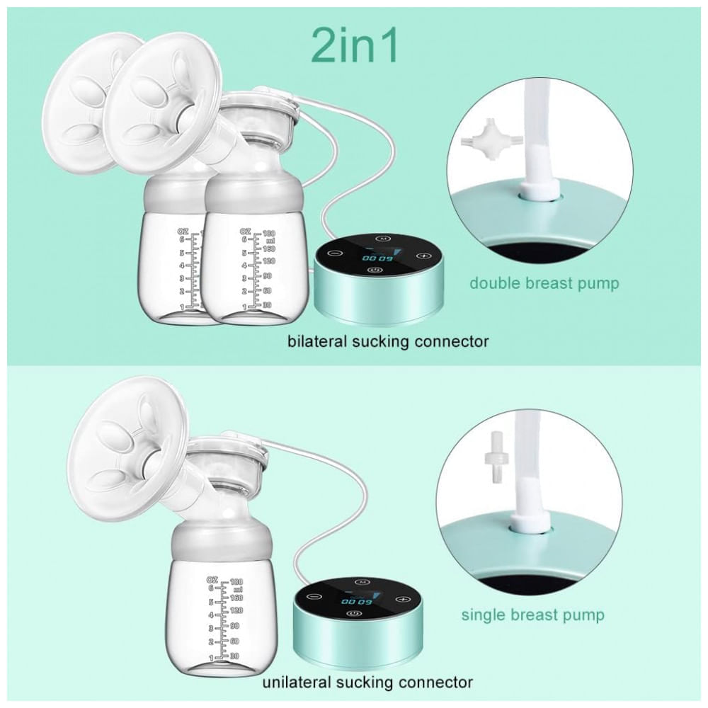 Encontraproduto.com.br - Bomba Tira Leite Elétrica com 3 Modos, 10 Níveis e Tela LED Digital, 2 Unidades, MUOCOBU, Branco