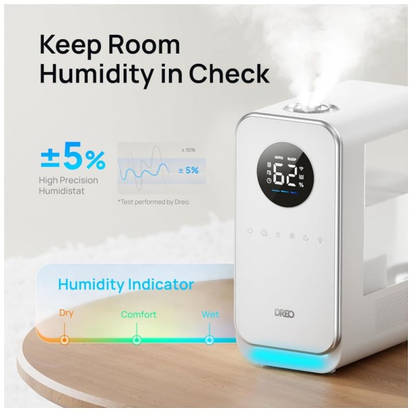 Encontraproduto.com.br - Umidificador Ultrassônico 5 Litros com Difusor de Óleo e Luz Noturna, Dreo, Branco