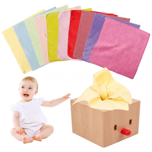 Encontraproduto.com.br - Brinquedo Montessori Caixa Sensorial com Tecido para Bebês d 6 a 12 Meses, Adena Montessori