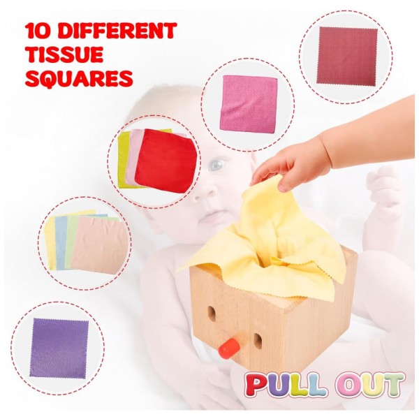 Encontraproduto.com.br - Brinquedo Montessori Caixa Sensorial com Tecido para Bebês d 6 a 12 Meses, Adena Montessori